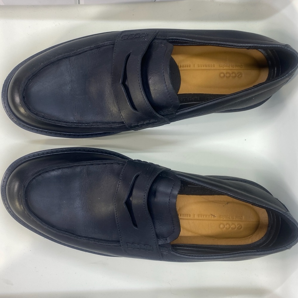 Ecco Men's Black Leather Penny Loafers